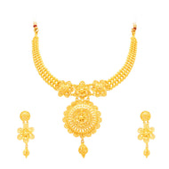 Grandeur Blossom Charm Gold Short Necklace
