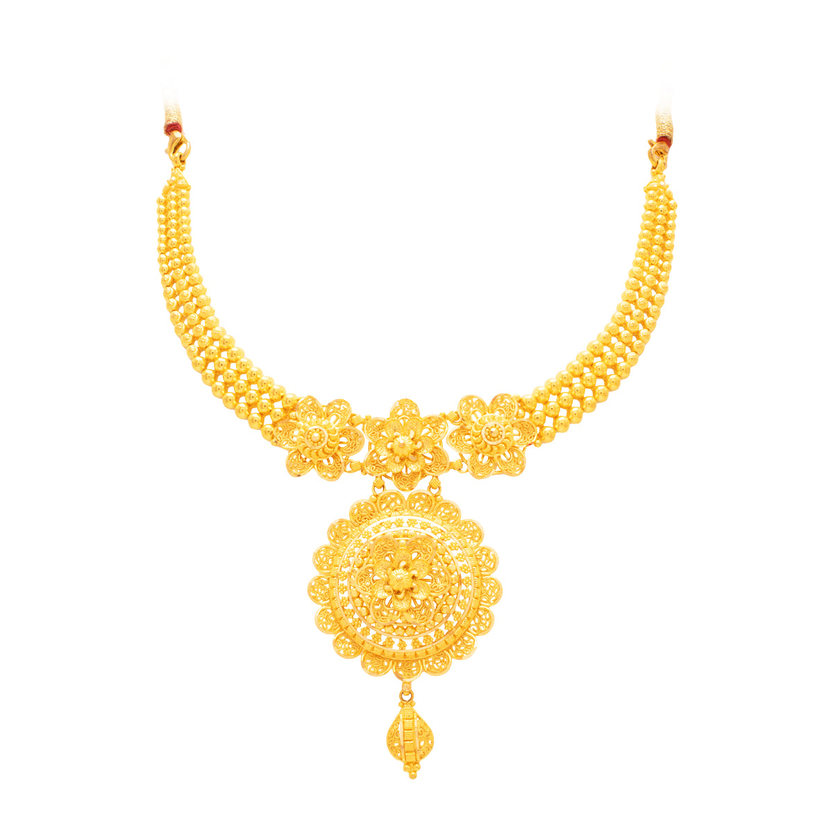 Grandeur Blossom Charm Gold Short Necklace