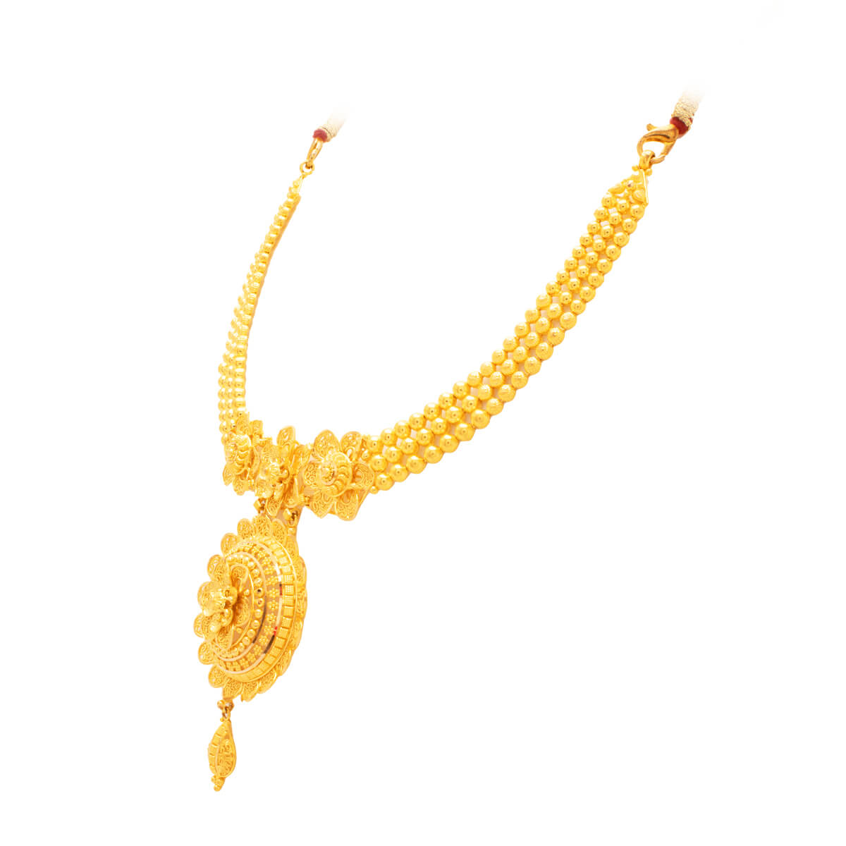 Grandeur Blossom Charm Gold Short Necklace