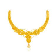 Gold Short Necklace with Marvelous Bloom
