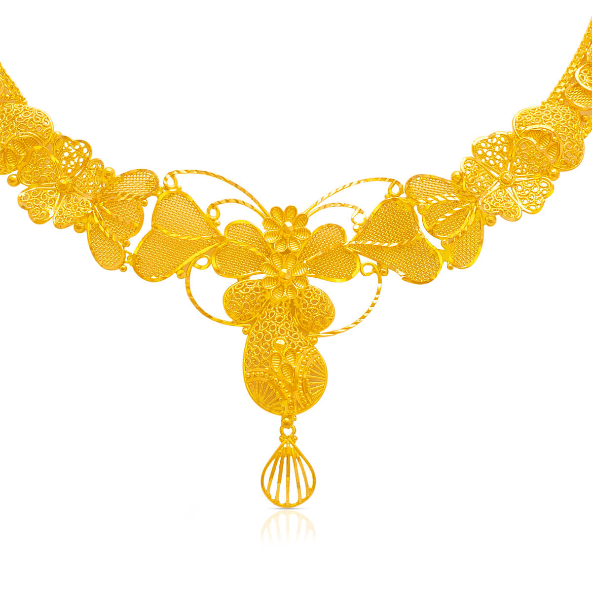 Gold Short Necklace with Marvelous Bloom