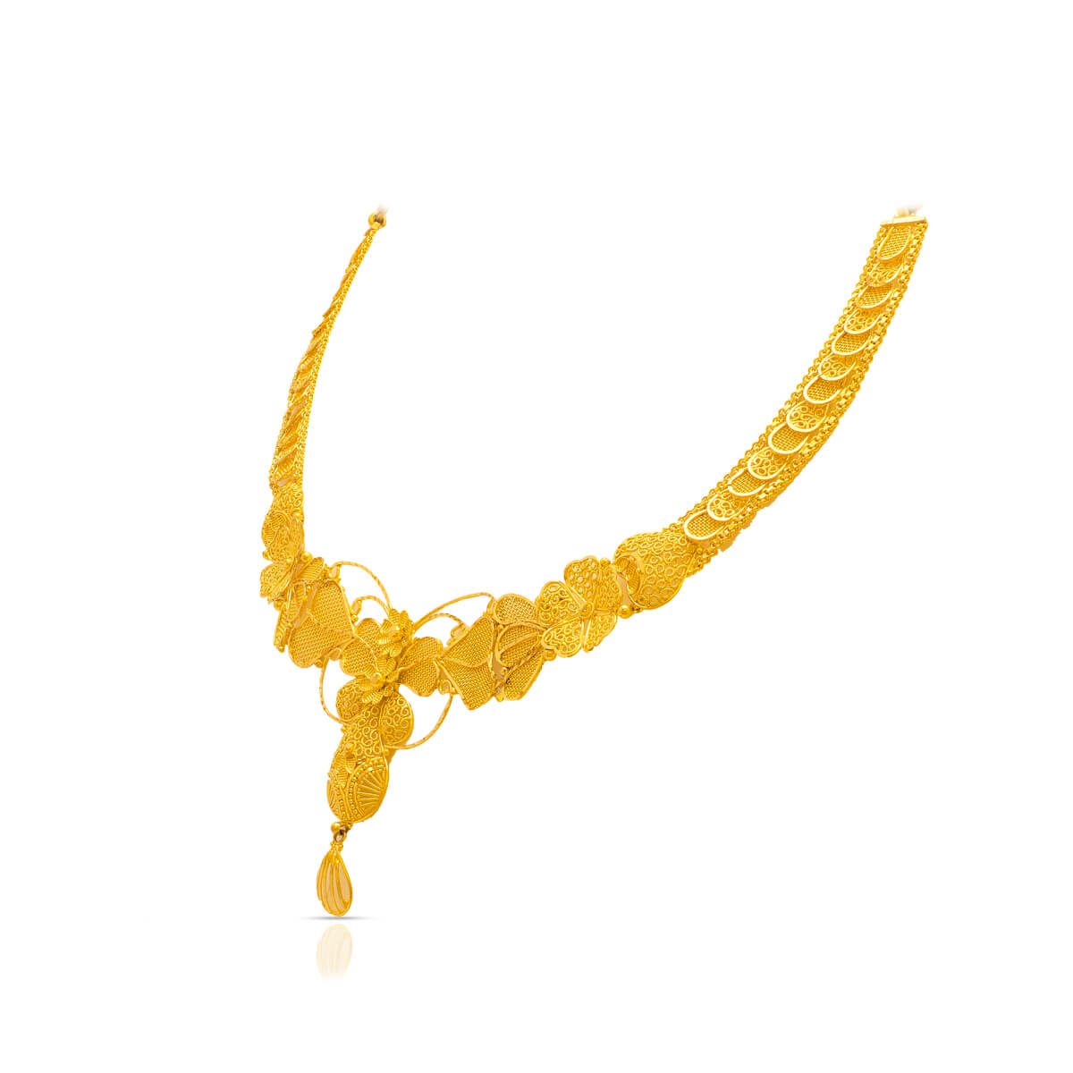 Gold Short Necklace with Marvelous Bloom
