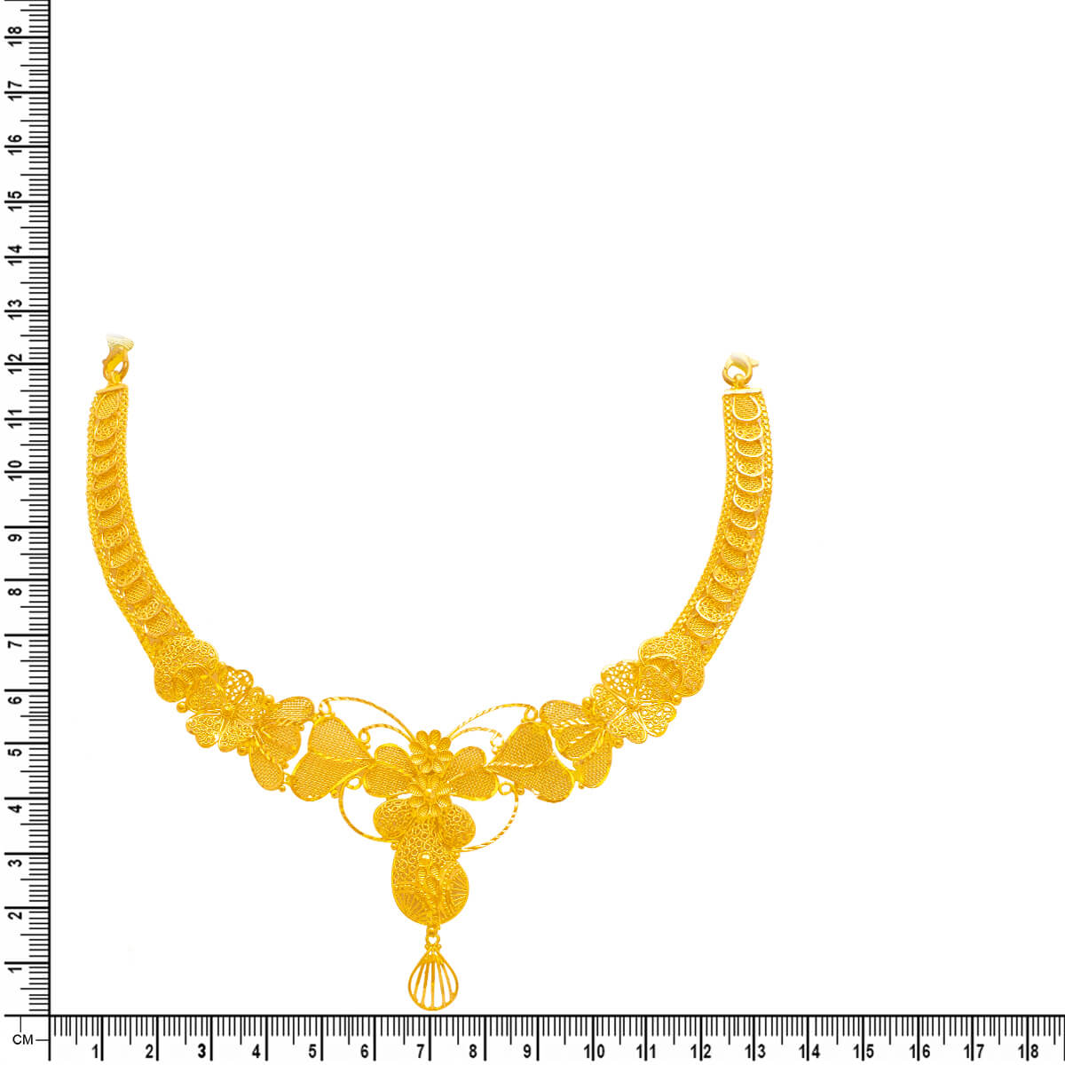 Gold Short Necklace with Marvelous Bloom