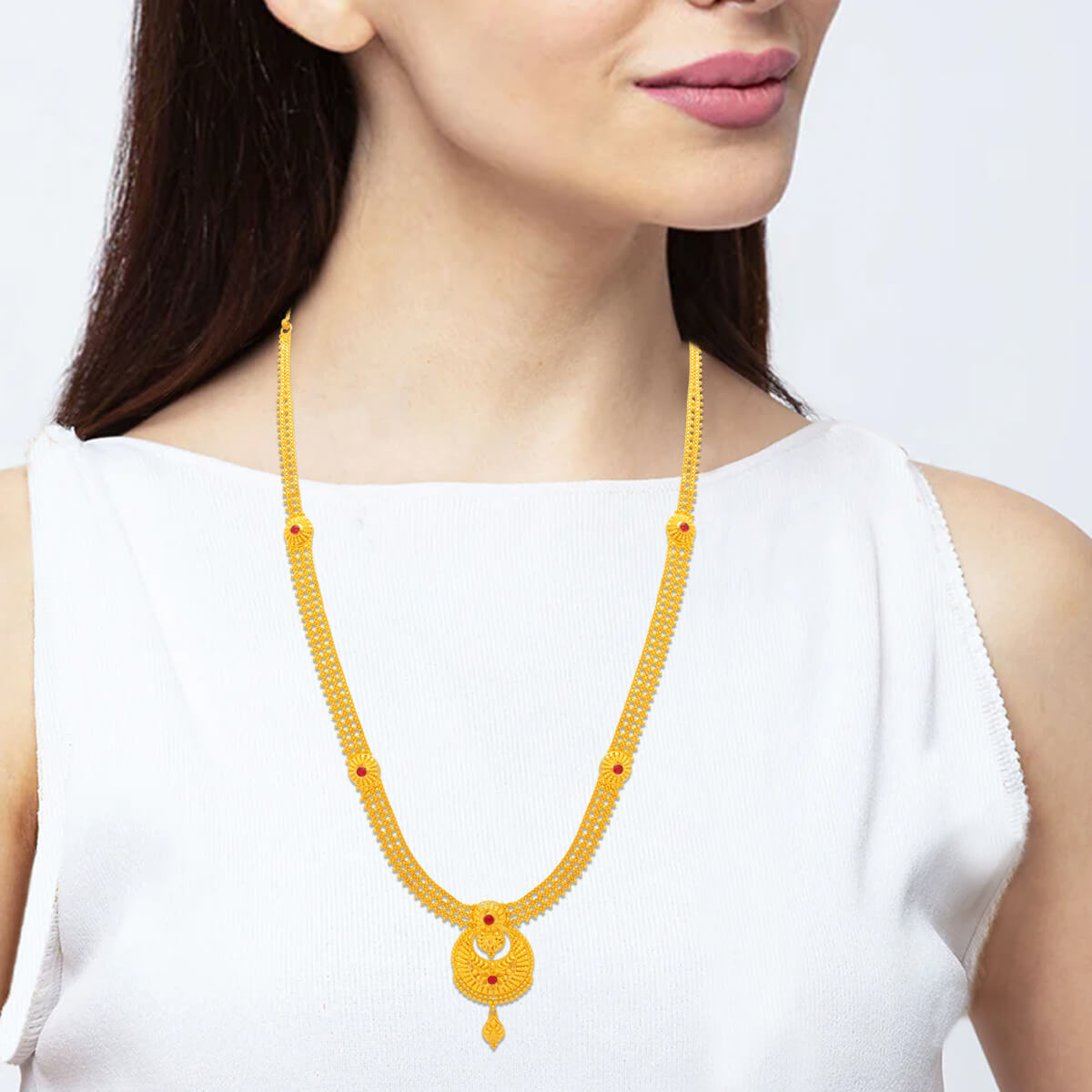 Gentle Charm Long Gold Necklace