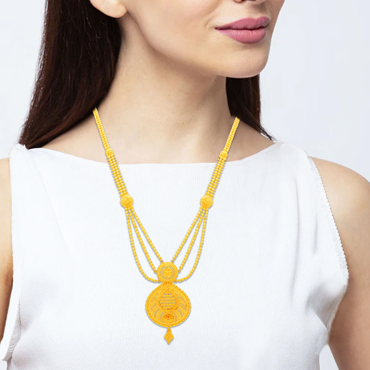 Gleaming Grace Long Gold Necklace
