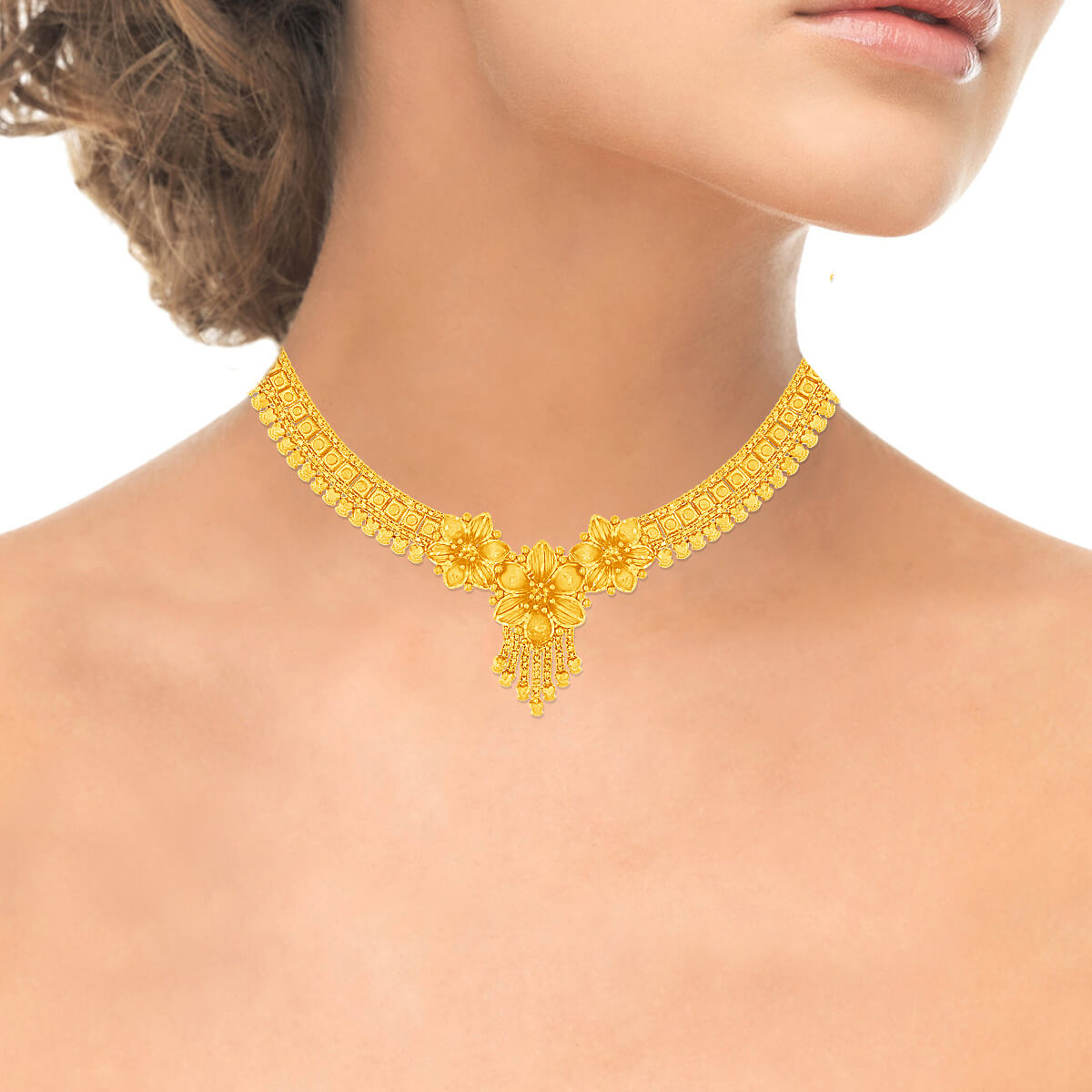 Royal Bloom Gold Short Necklace