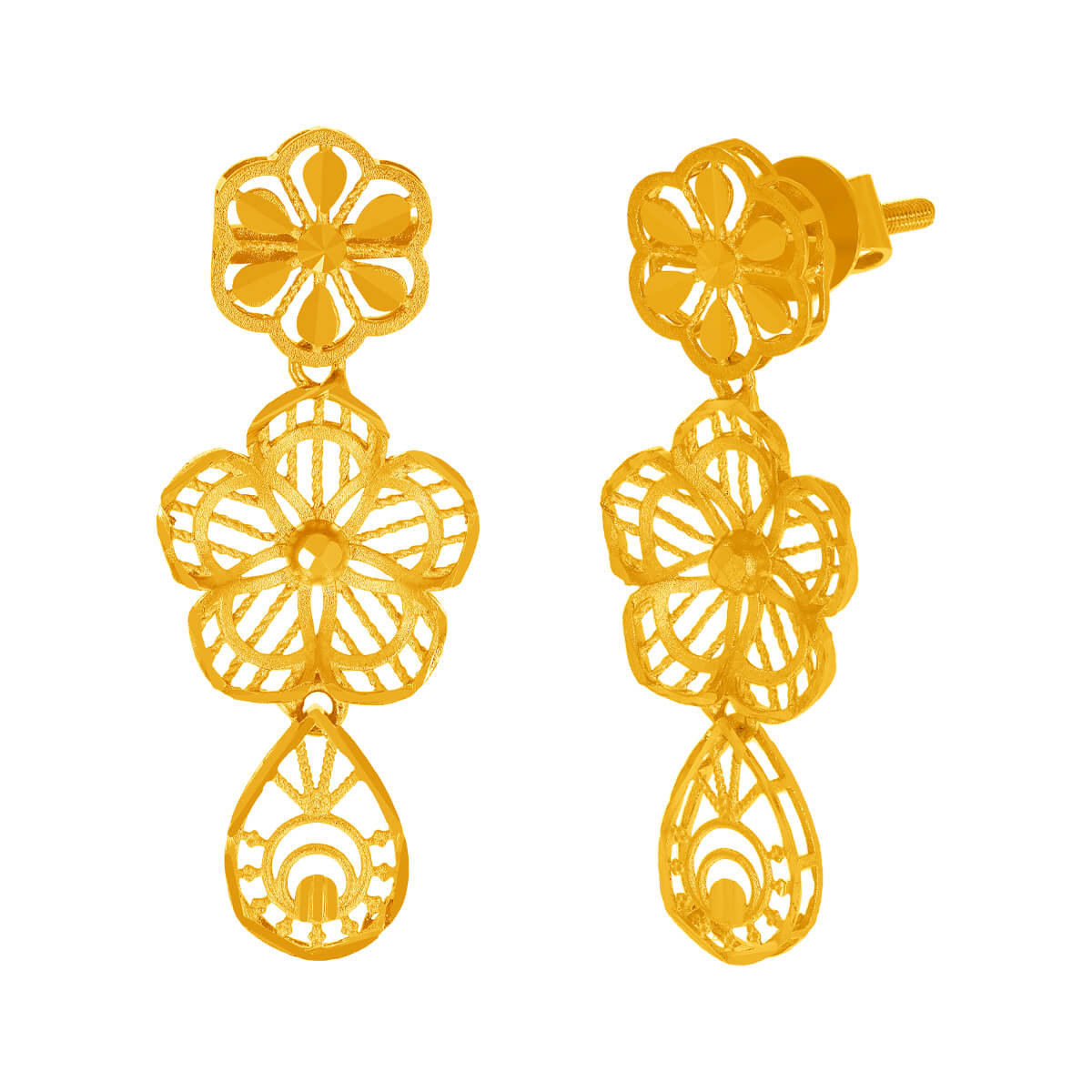 Modern Floral Charm Gold Short Necklace