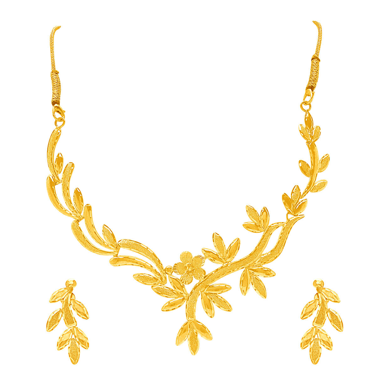 Alluring Foliate Grace Gold Short Necklace