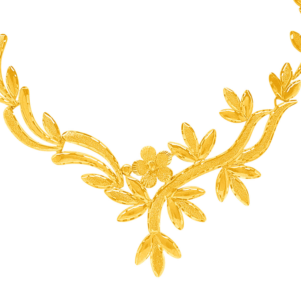 Alluring Foliate Grace Gold Short Necklace