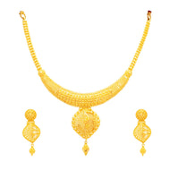 Royal Gleam Cuboid Gold Short Necklace