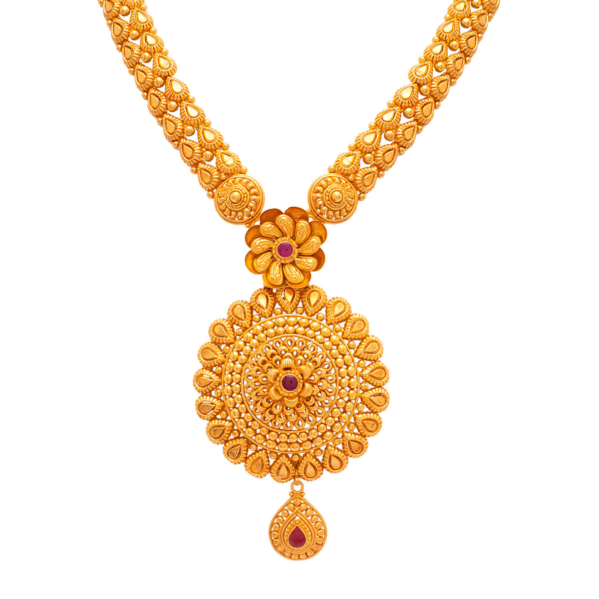 Regal Bloom Long Gold Necklace