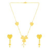 Charming Clover Gold Short Necklace and Earrings