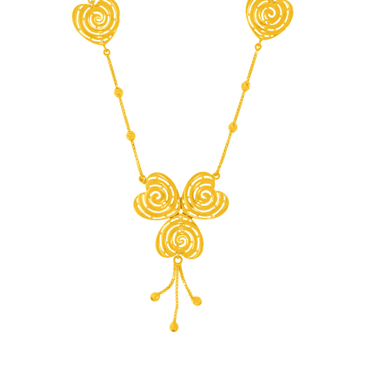 Charming Clover Gold Short Necklace and Earrings
