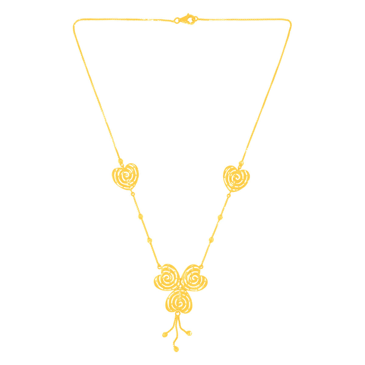 Charming Clover Gold Short Necklace and Earrings