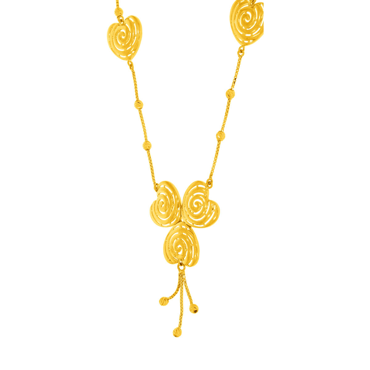 Charming Clover Gold Short Necklace and Earrings