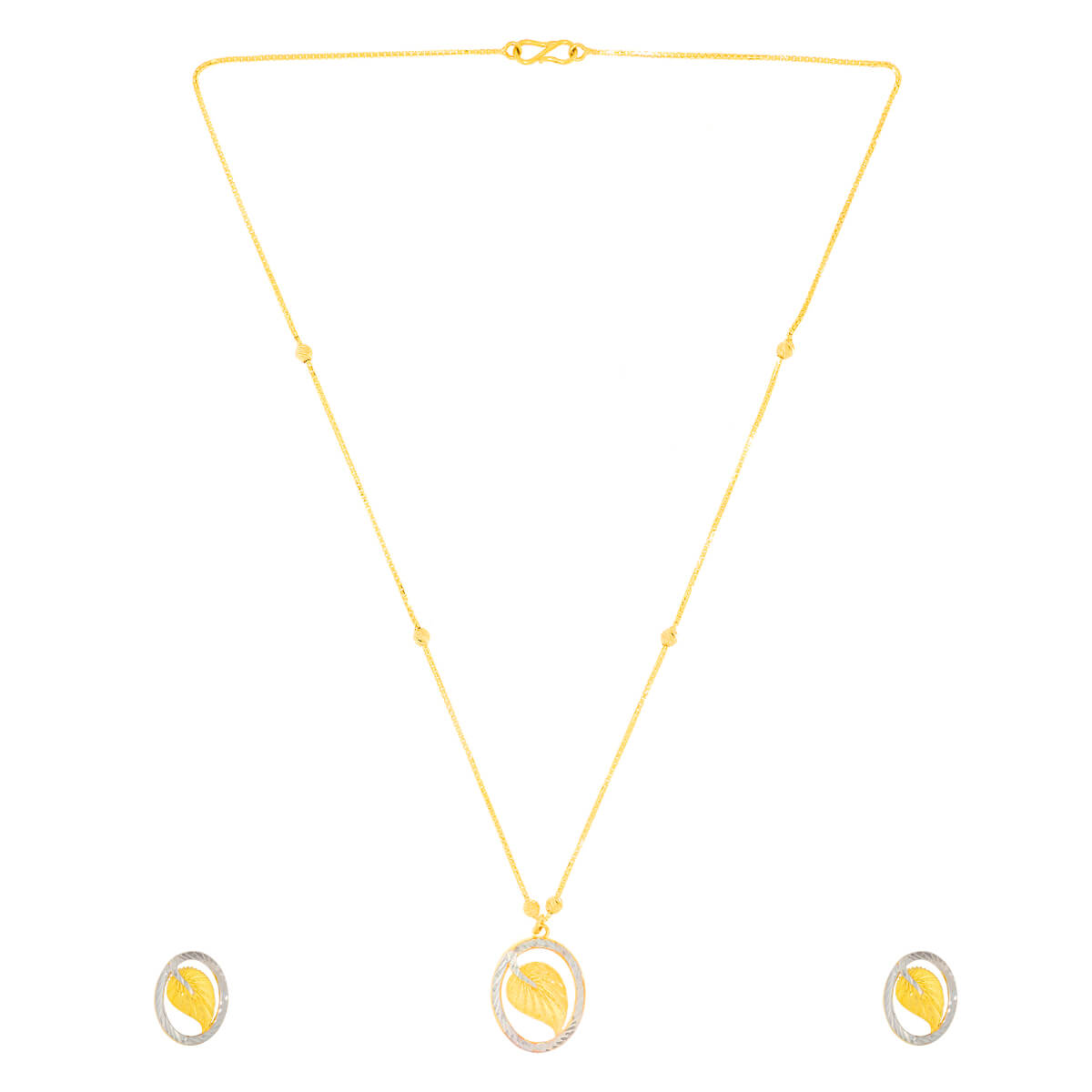 Leafy Charm Gold Short Necklace and Earrings