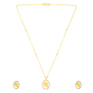 Leafy Charm Gold Short Necklace and Earrings