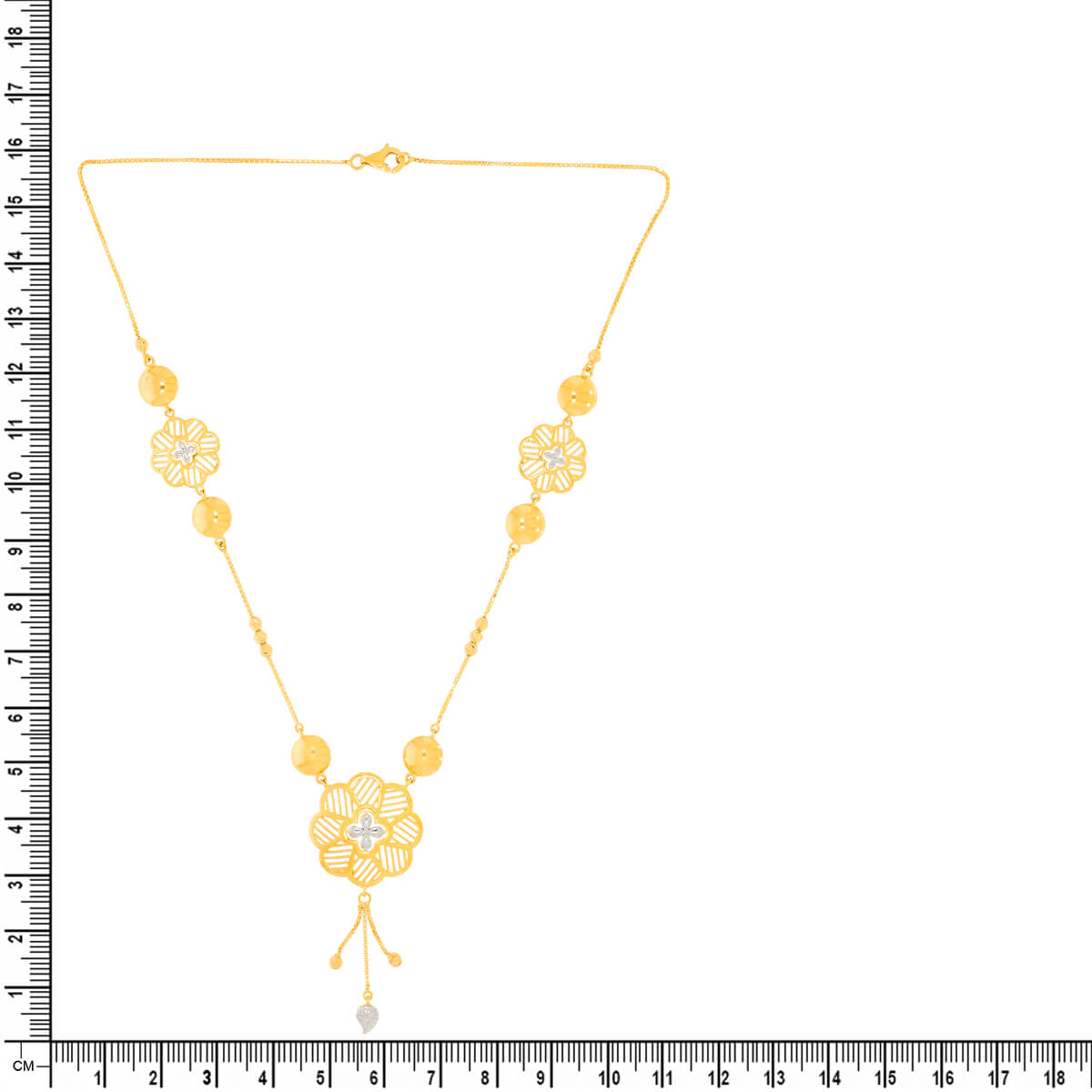 Floral Charm Gold Short Necklace and Earrings