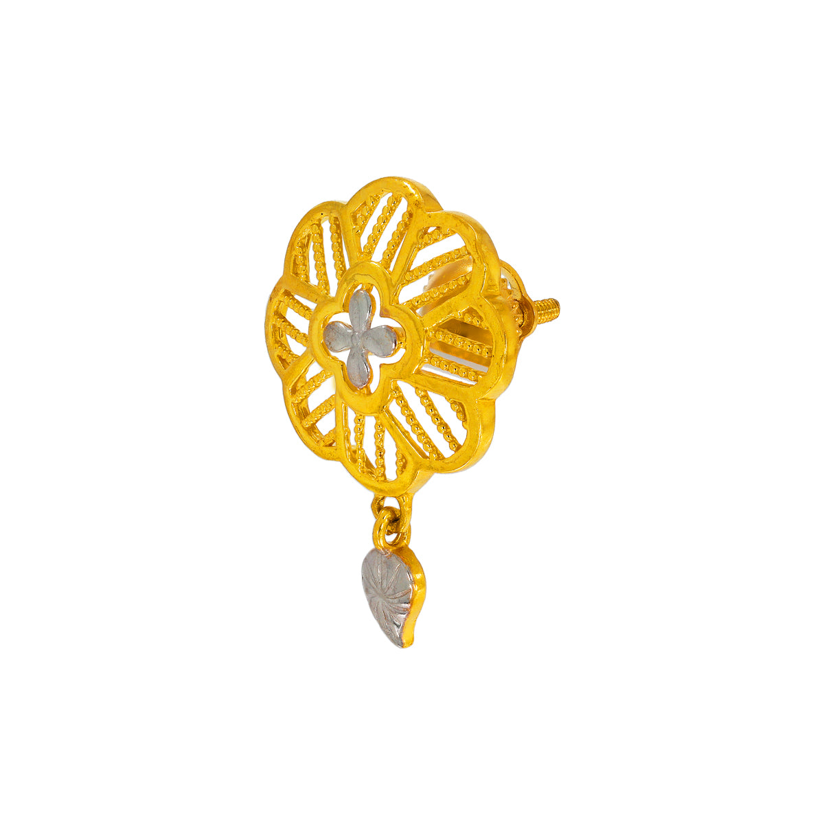 Floral Charm Gold Short Necklace and Earrings