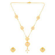 Dainty Cuboid Gold Short Necklace and Earrings