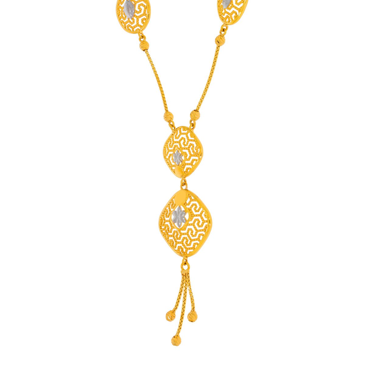 Dainty Cuboid Gold Short Necklace and Earrings