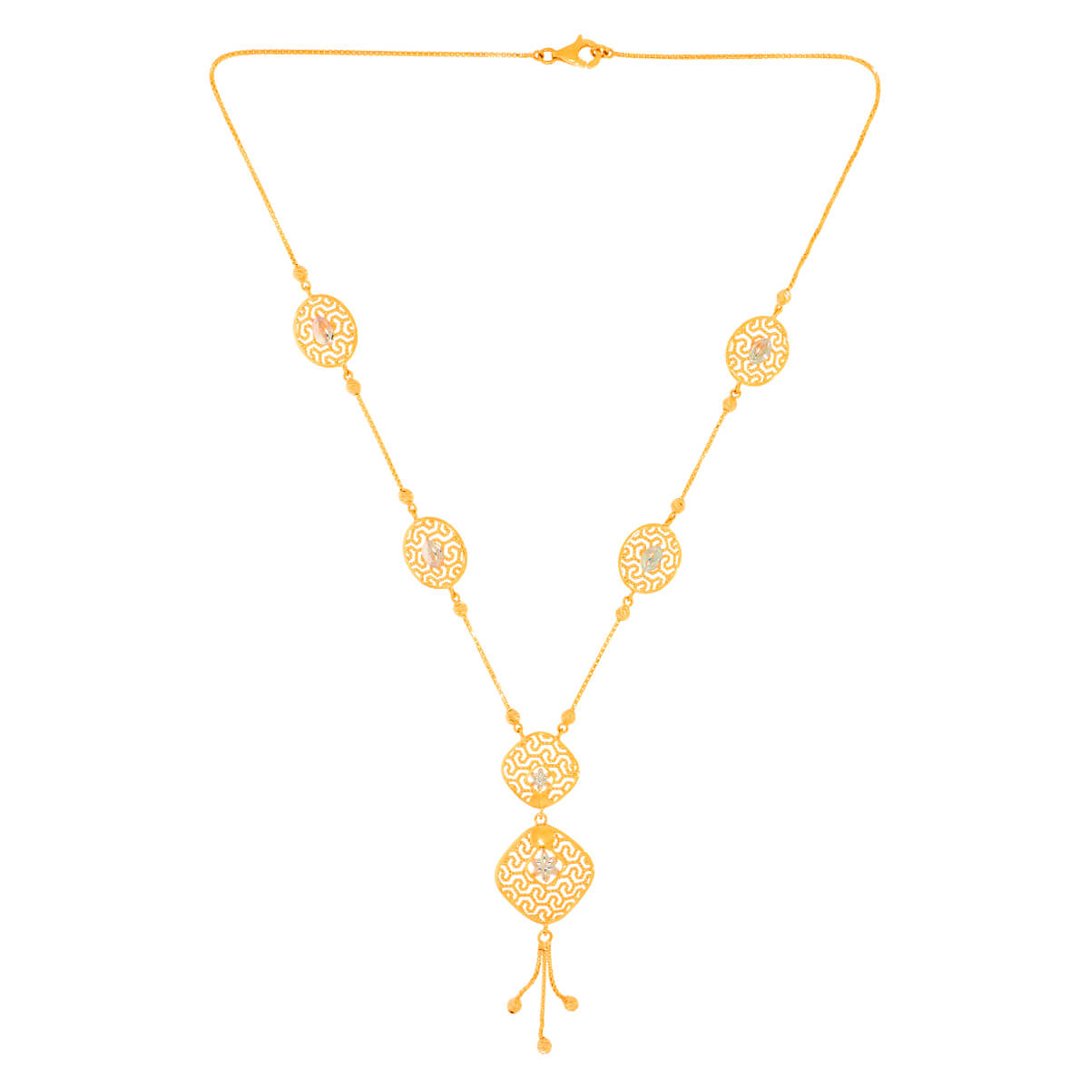 Dainty Cuboid Gold Short Necklace and Earrings