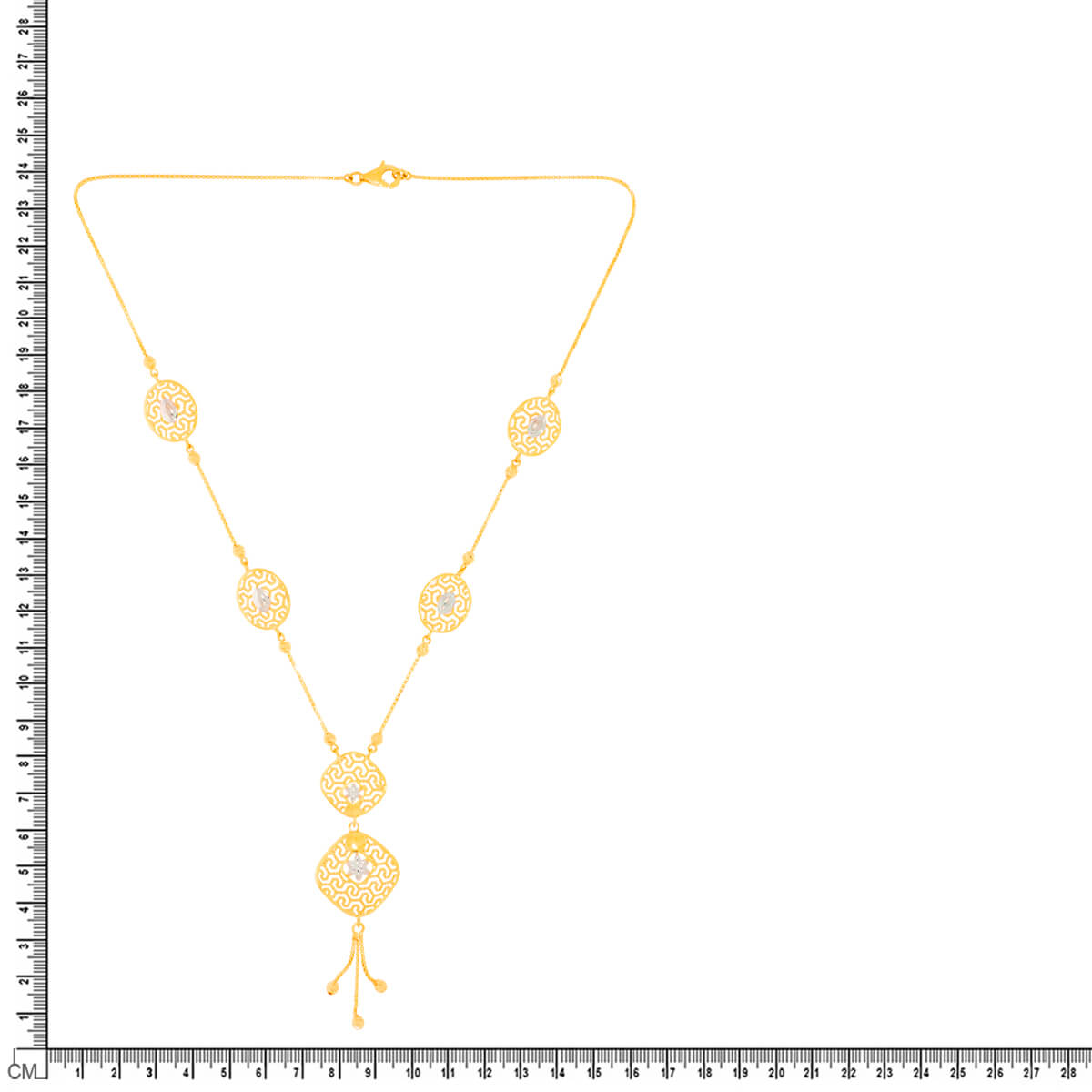 Dainty Cuboid Gold Short Necklace and Earrings