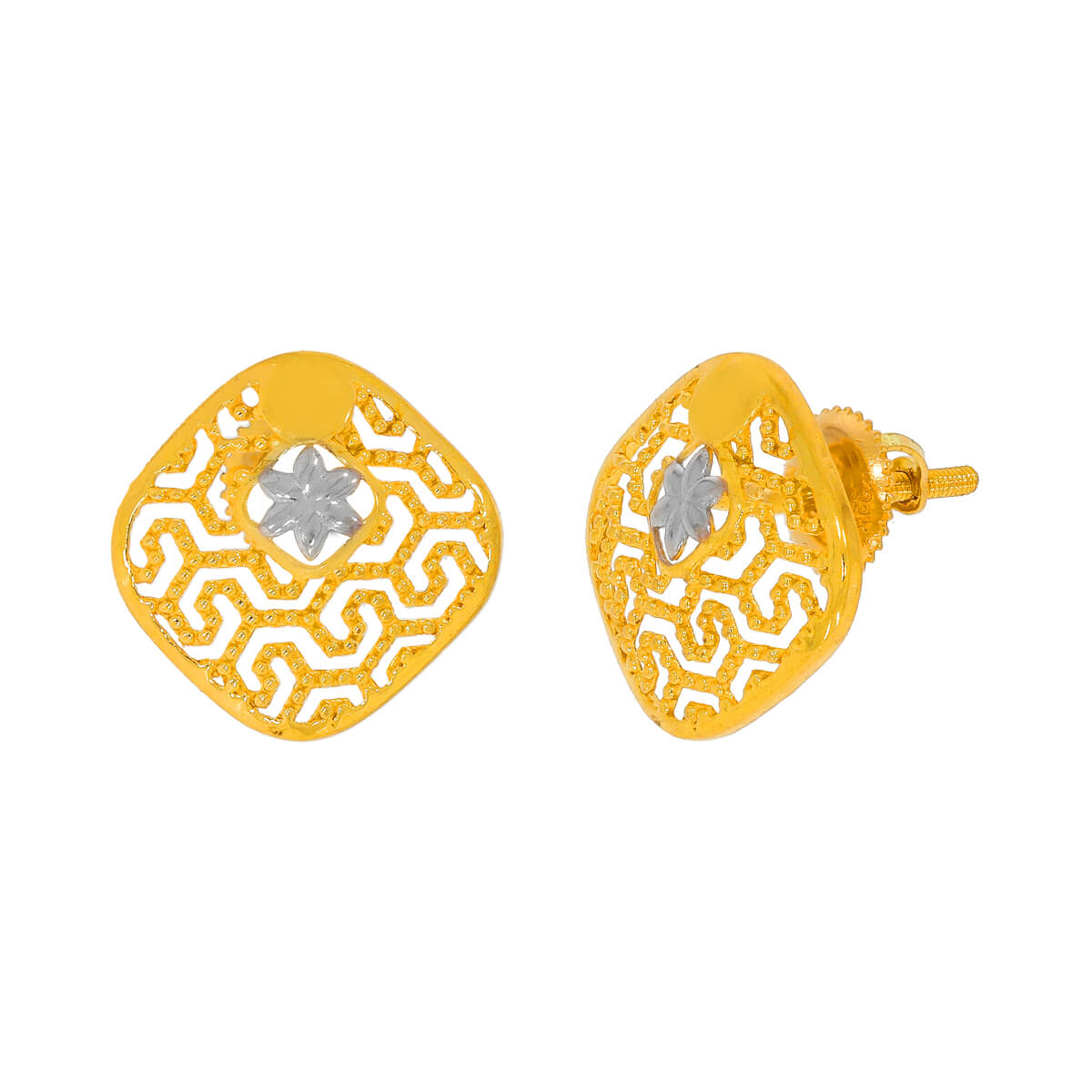 Dainty Cuboid Gold Short Necklace and Earrings