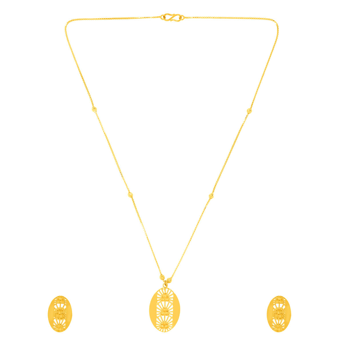 Charming Oblong Gold Short Necklace and Earrings