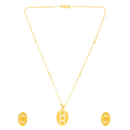 Charming Oblong Gold Short Necklace and Earrings