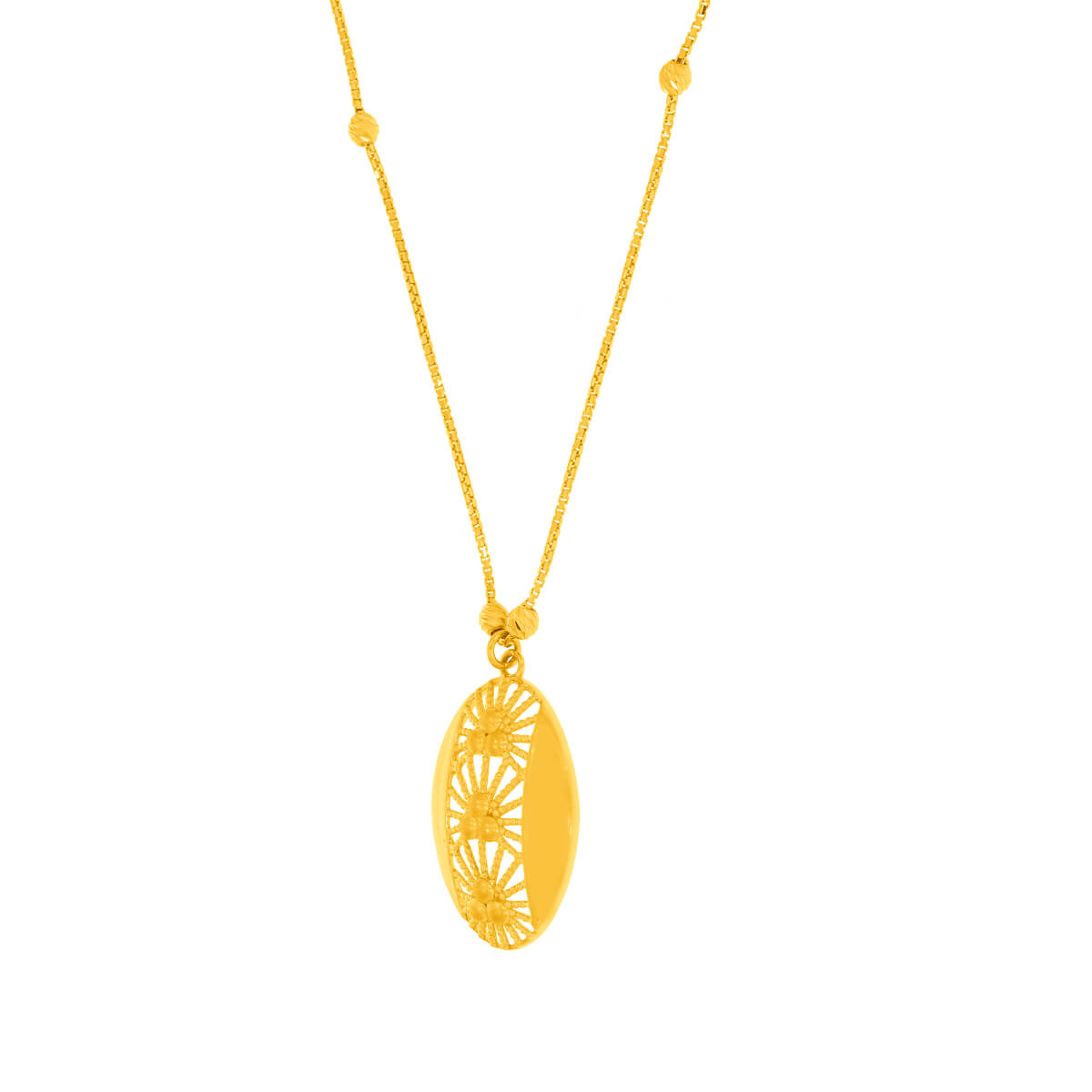 Charming Oblong Gold Short Necklace and Earrings