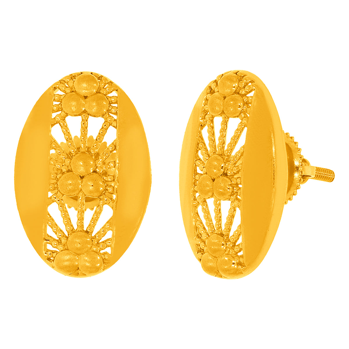 Charming Oblong Gold Short Necklace and Earrings