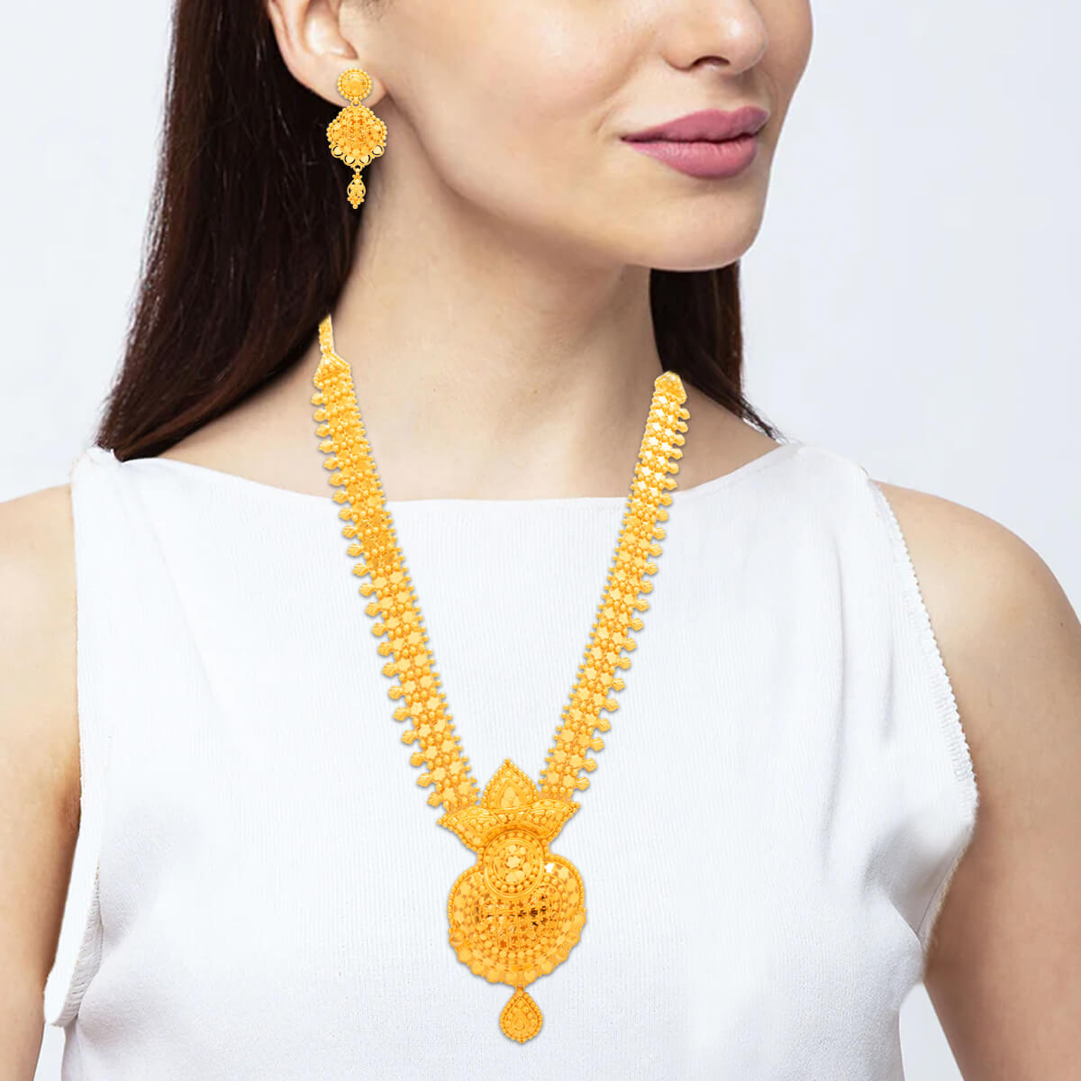 Classic Spherical Long Gold Necklace