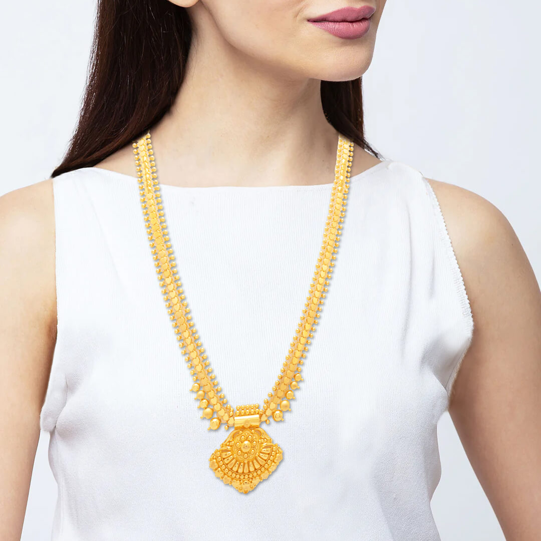 Captivating Hexa Bold Long Gold Necklace