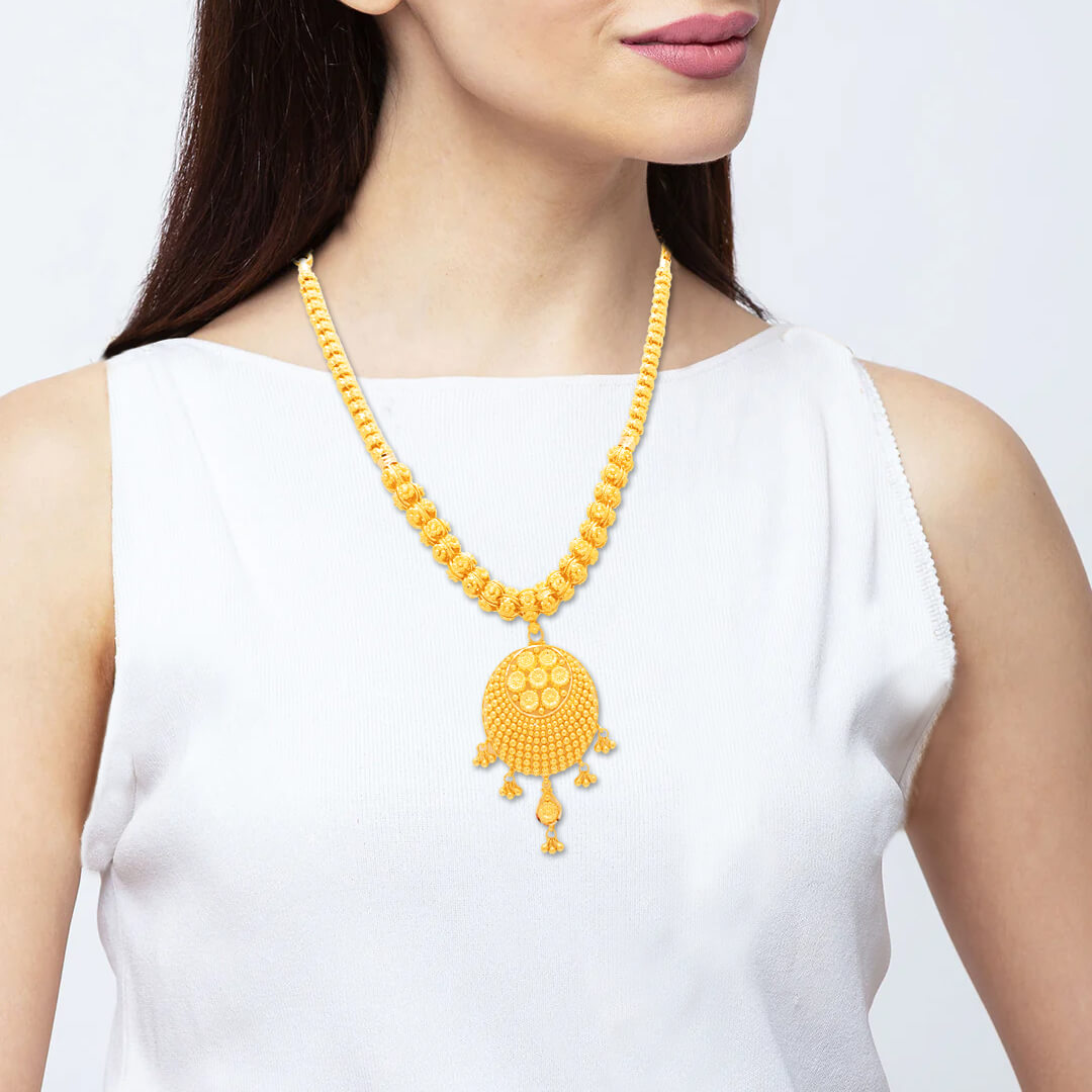 Spherical Golden Radiance Gold Short Necklace