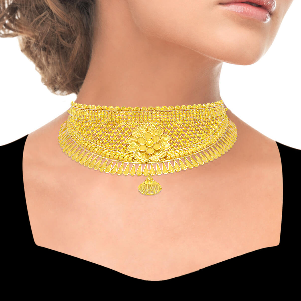 Majestic Blossom Wedding Gold Necklace