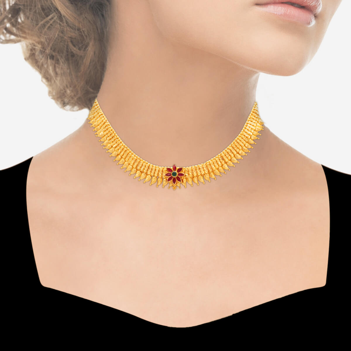 Petite Floral Glow Gold Short Necklace