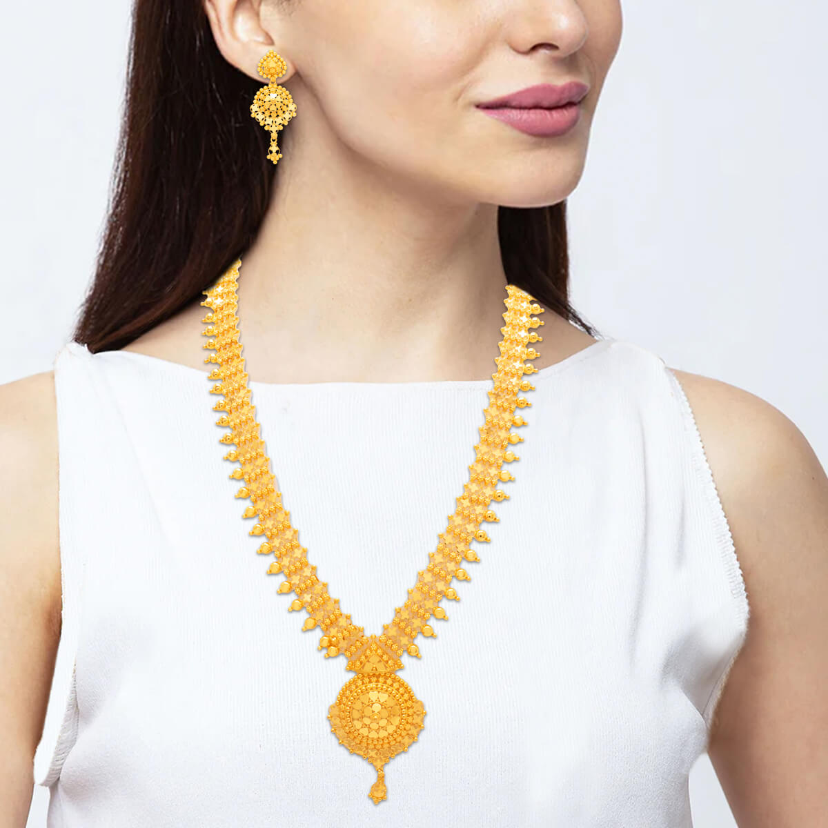 Majestic Aura Long Gold Necklace
