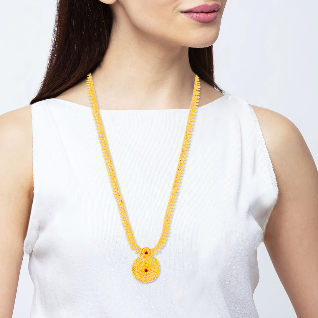Simply Graceful Long Gold Necklace