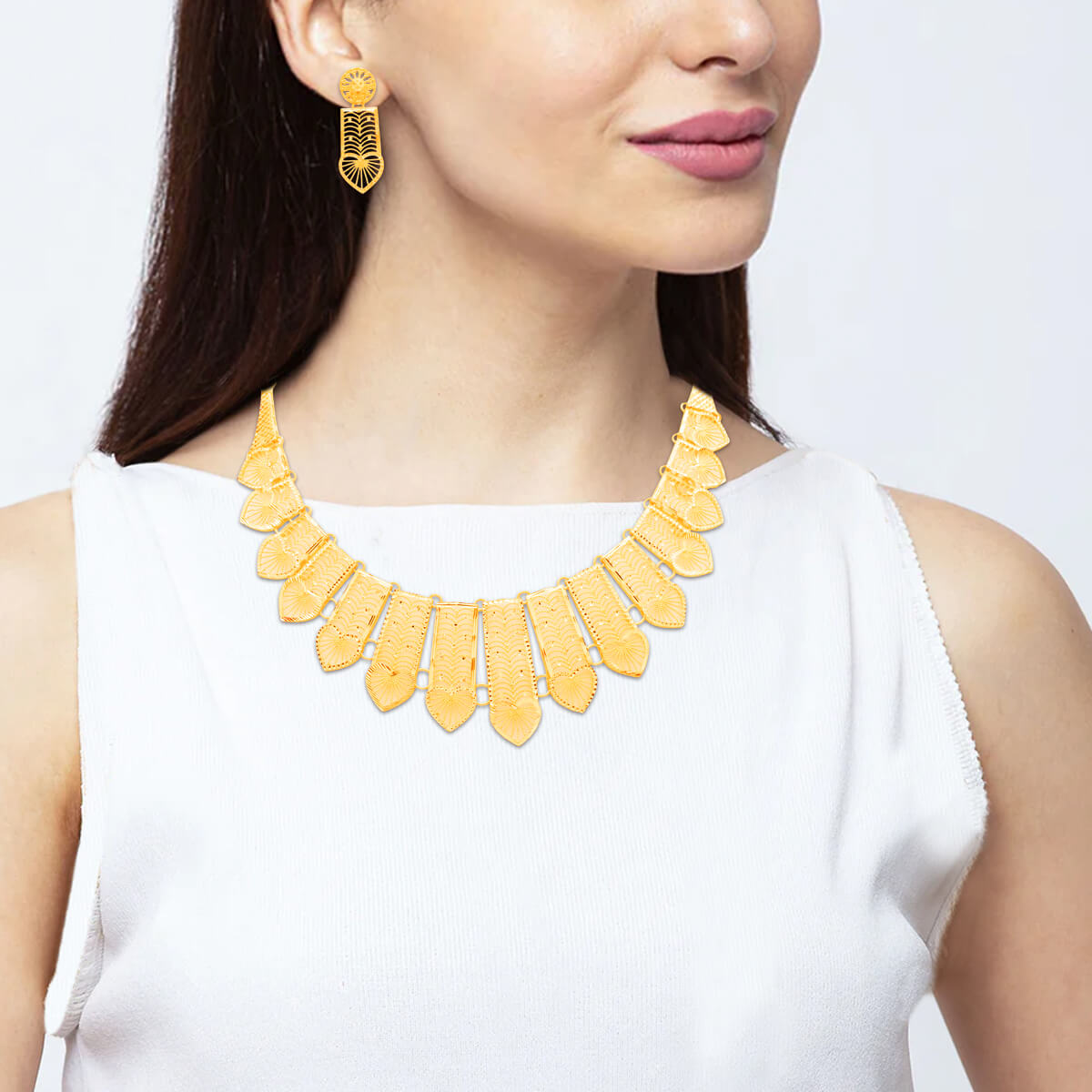 Contemporary Graceful Wedding Gold Necklace