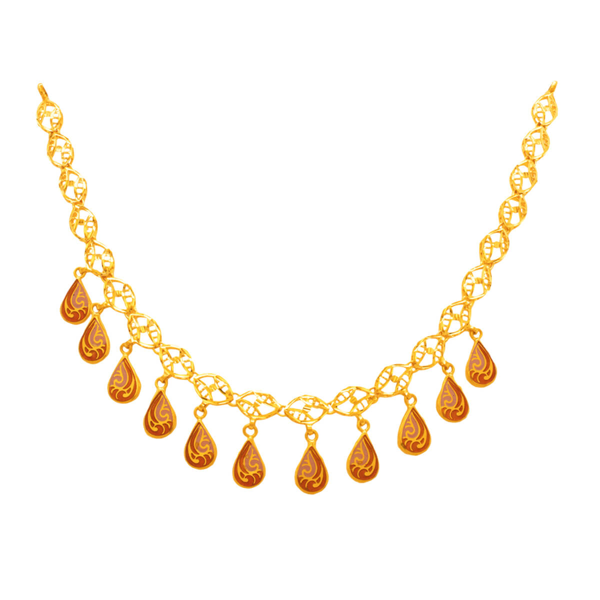 Scarlet Glow Gold Short Necklace