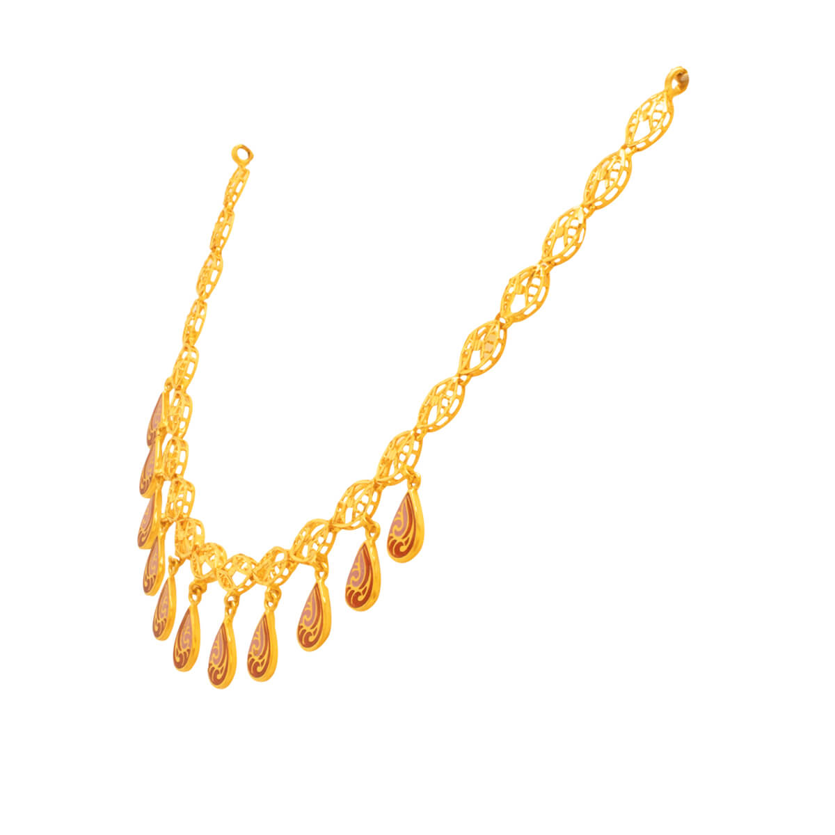 Scarlet Glow Gold Short Necklace