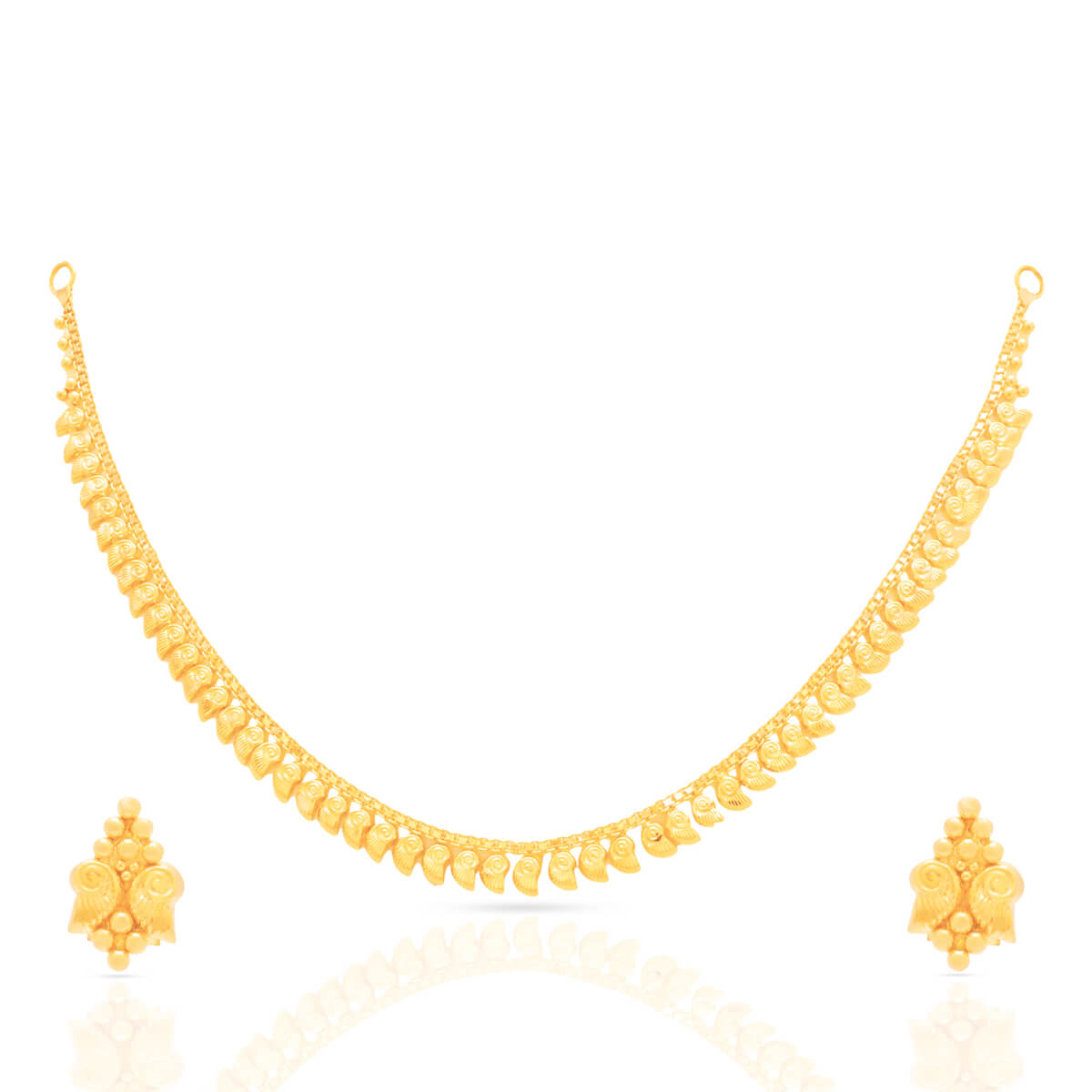Gold Short Necklace And Earrings For Elegant Glow