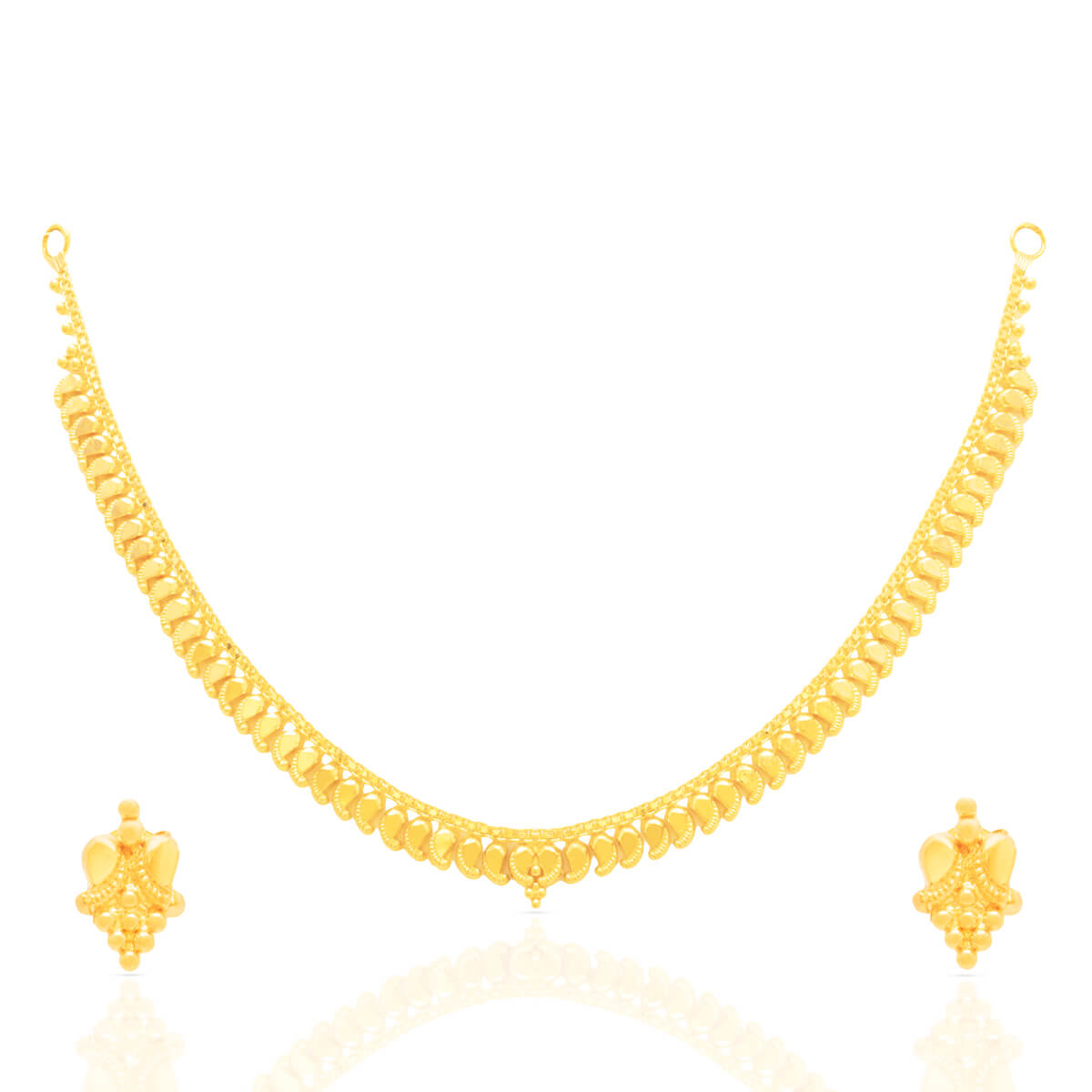 Gold Short Necklace And Earrings For Elegant Charm