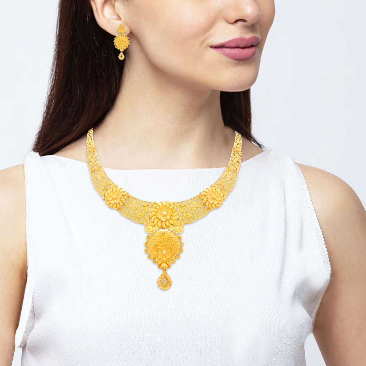 Exclusive Floral Grace Wedding Gold Necklace