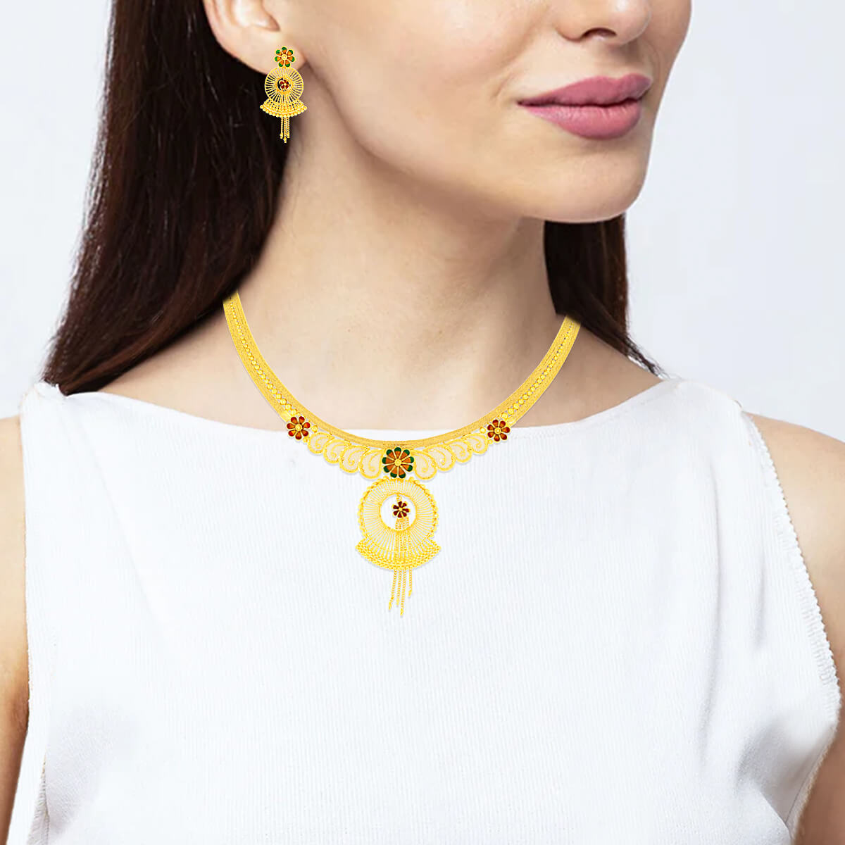 Floral Elegance Wedding Gold Necklace