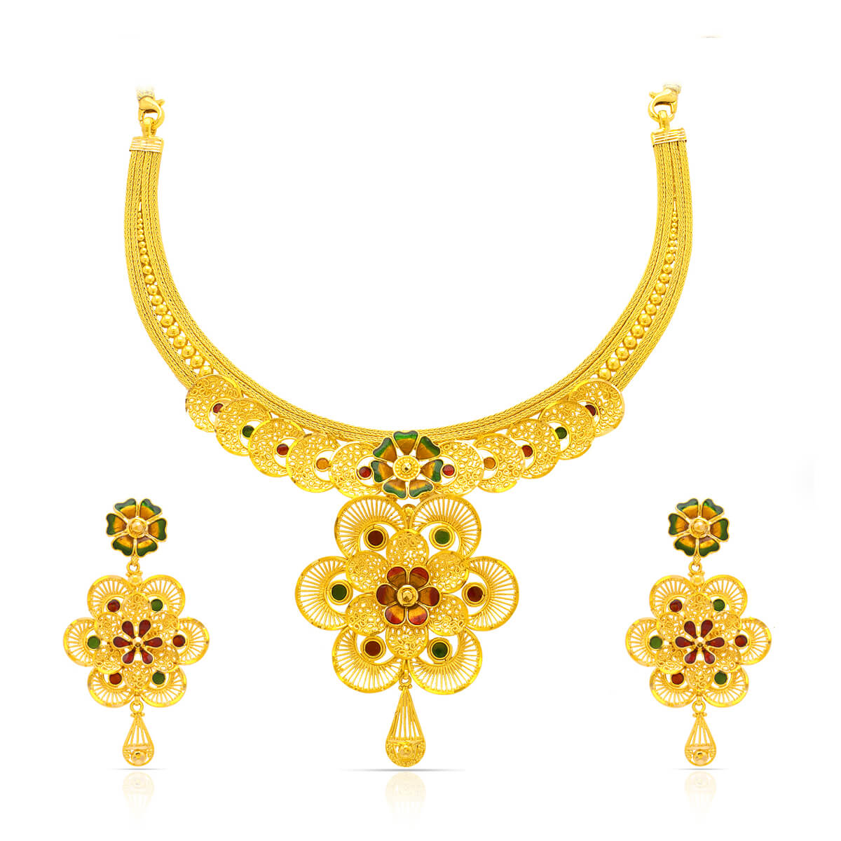 Opulent Blossom Grace Wedding Gold Necklace