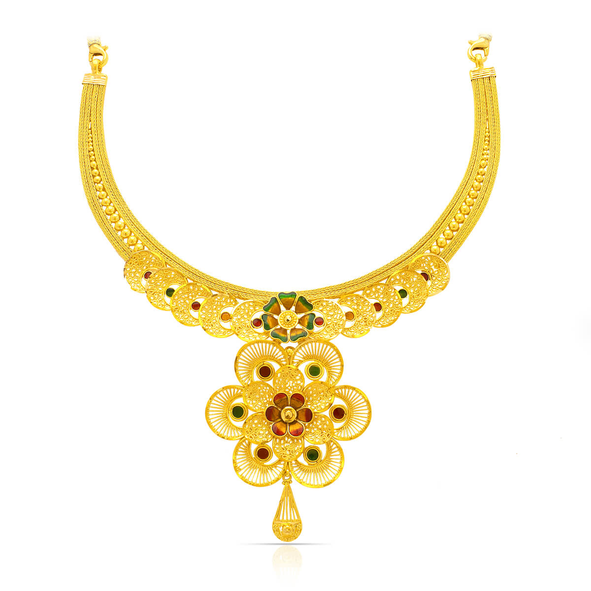 Opulent Blossom Grace Wedding Gold Necklace