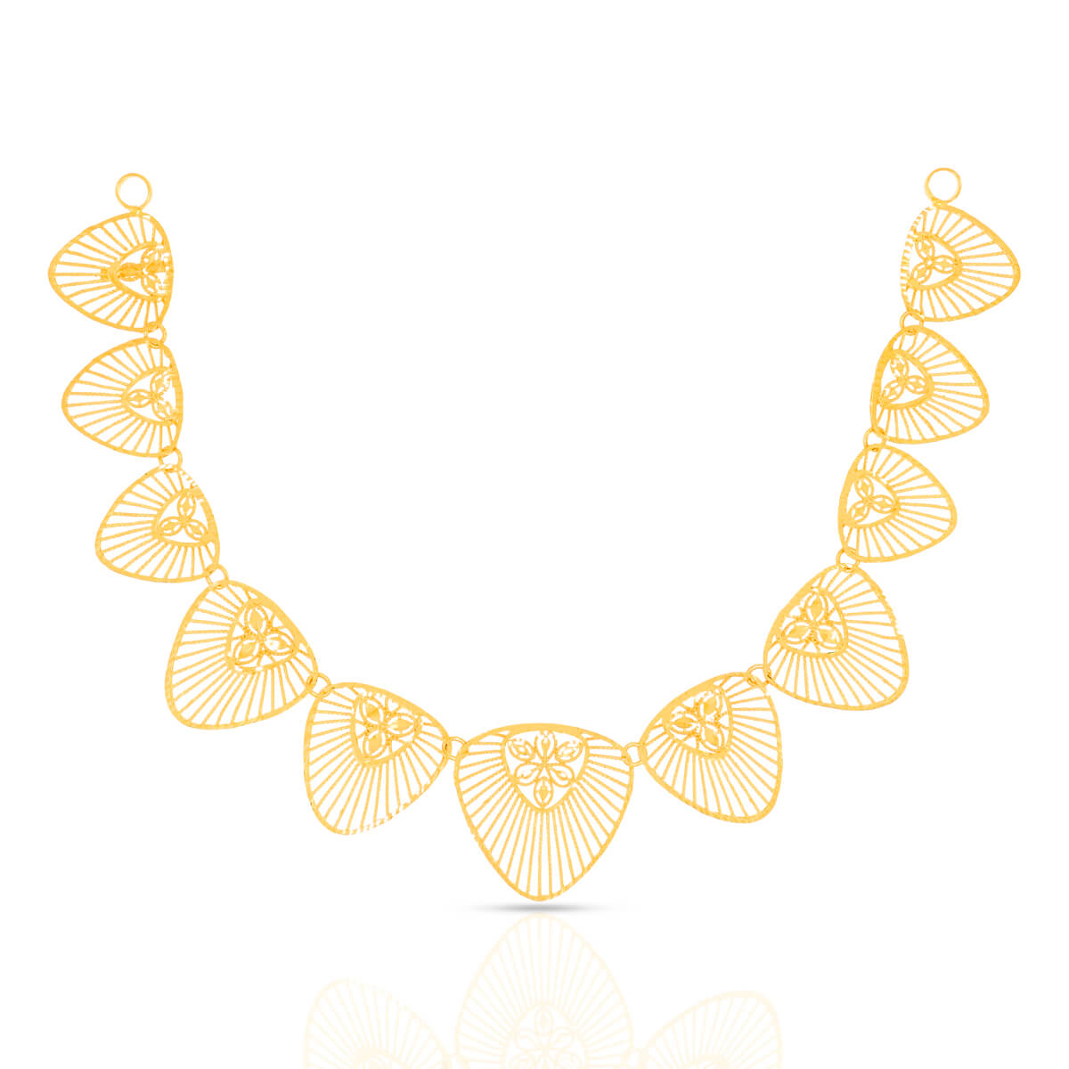 Graceful Floral Triads Gold Short Necklace