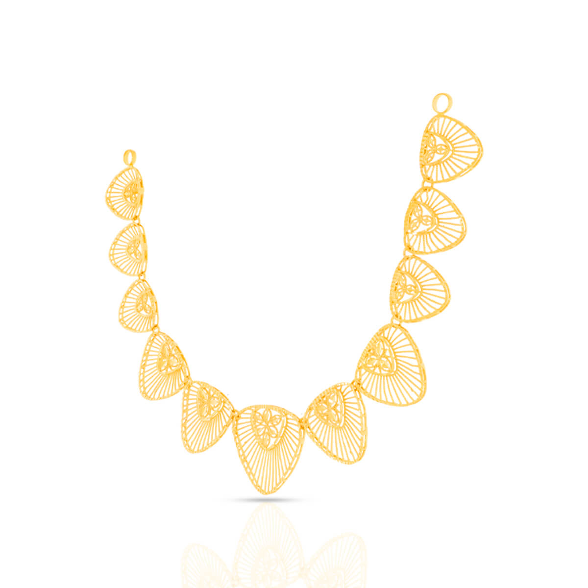 Graceful Floral Triads Gold Short Necklace